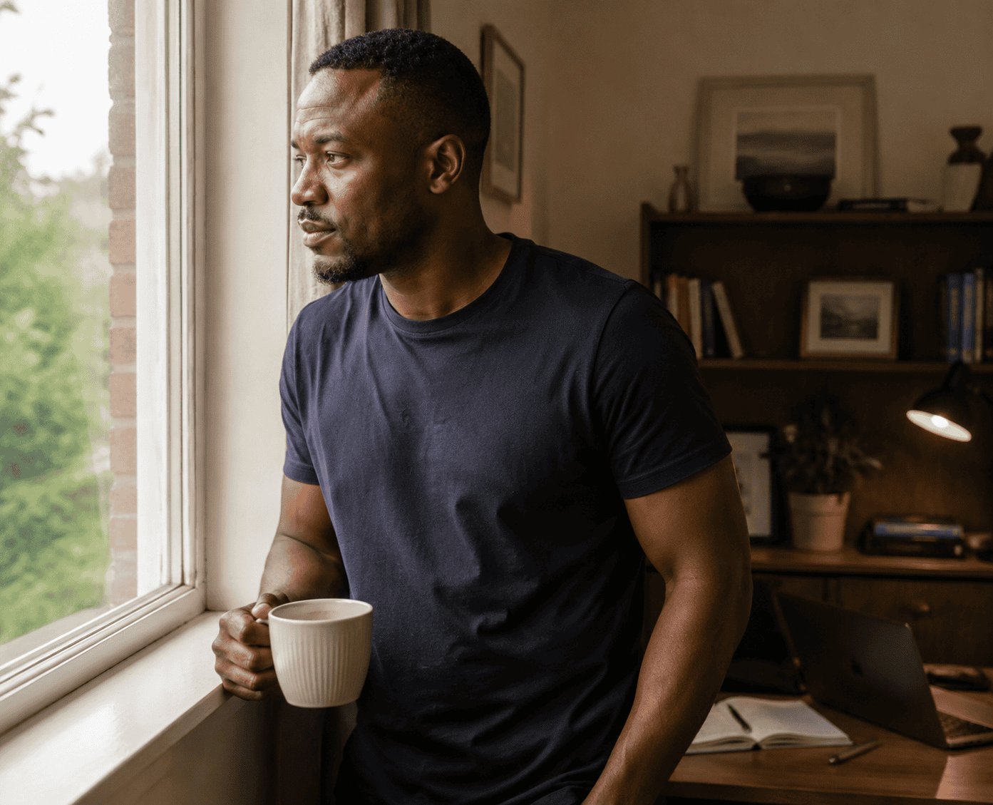 Man looking out of the window